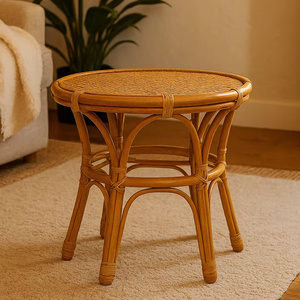 Table à manger en rotin minimaliste faite à la main avec un design écologique pour les ensembles de jardin, les appartements, les hôtels, utilisation intérieure/extérieure - Product Image 3