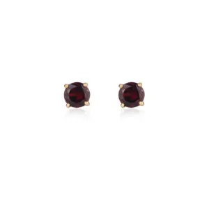 Delicate Handmade New Fashionable Natural Garnet Round Shape Stud Earrings 14k Solid Yellow Gold Jewelry For Woman Girls