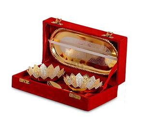 ชุดชามชุบทองเงินชามผลไม้แห้งพร้อมถาดและช้อนในราคาขายส่ง - Product Image 1