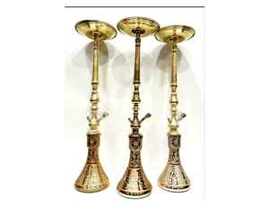 Chichas traditionnelles égyptiennes en laiton massif Farida de grande taille, finition laquée de luxe, personnalisables, trois niveaux, noires - Product Image 2