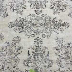 พรมวินเทจขนาดใหญ่ 6.5x10.1 ฟุต พรมตุรกี พรมขนสัตว์สีเทา - Product Image 5