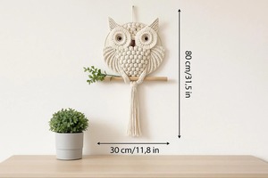 Art mural en macramé hibou blanc Décoration murale Parfait pour la décoration de la maison Affichage festif et cadeaux spéciaux Vente en gros en provenance d'Inde - Product Image 2