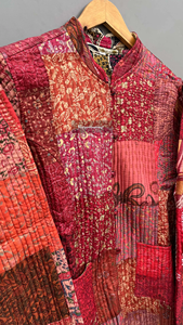 Veste courte réversible en Patchwork de soie pour femme, veste matelassée, vêtement de plage, cadeau - Product Image 6