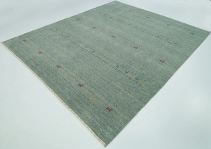 Alfombra Gabbeh de Lana Verde Hecha a Mano, Alfombra Tribal Bohemia, Alfombra de Gran Tamaño Personalizada, Alfombra Acogedora para Decoración del Hogar - Product Image 2