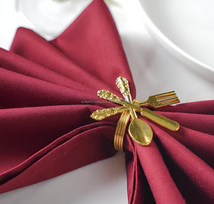 Hot Selling Golden Luxury Cutlery Design Dinning Napkin <b>Ring</b> For Wedding Party Restaurant - Product Image 2