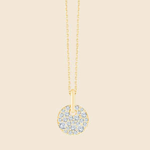Delicado colgante redondo de diamante con diamante redondo cultivado en laboratorio de 0.46 quilates F-VS, elaborado en oro macizo de 14K para fiesta de compromiso. - Product Image 1