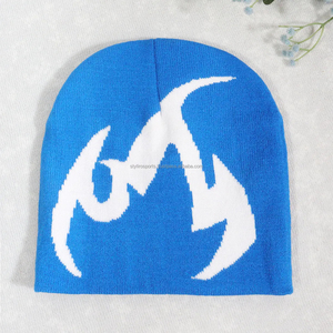 Factory Wholesale Y2K Jacquard Knit Beanie Hats Custom Logo Design for Women Men Unisex Winter <b>Accessories</b> for <b>Beach</b> Travel - Product Image 4