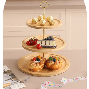 Cubierta de bandeja de postre alta, soporte de exhibición de madera, tapa de placa de prueba de fruta de pan disponible, juego en caja grande y pequeña, decoración del hogar - Product Image 3