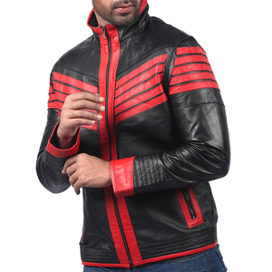 Veste de moto d'hiver coupe-vent en cuir véritable vintage unisexe - Product Image 4