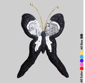 Patch de veste à perles papillon en gros, taille personnalisée, badge en tissu brodé, perles faites à la main pour robe et vêtements - Product Image 6