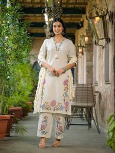 Ensemble de combinaison en coton pour femmes avec broderie de fil complexe |   Vêtements de fête |   Vêtements décontractés - Product Image 3