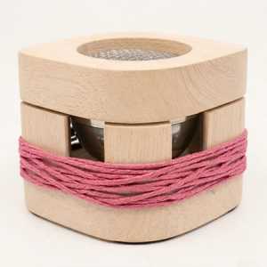 Elegant Natural Mango Wood Square Incense Burner Featuring Artistic <b>Pink</b> Thread <b>Wrap</b> Detail Hand-made Modern Home Religious - Product Image 3