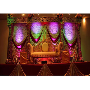 Escenario de recepción de boda de ensueño, boda musulmana de Londres, escenario FRP dorado, escenario clásico dorado de boda antigua de Canadá - Product Image 1