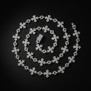 Collier chaîne à maillons croisés en argent sterling 925 plaqué or, serti de diamants taille brillant, fait main, style Hip Hop de luxe, pour hommes et femmes, idéal pour les fêtes - Product Image 3