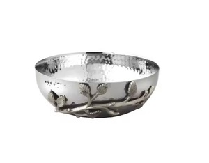 Tazón para servir de metal redondo de acero inoxidable de primera calidad con soporte dorado elegante Tazón para servir ensalada de comida con función colgante - Product Image 1