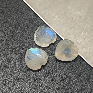 3 Pcs Natural Rainbow Moonstone 9x9mm Heart Shape Facet 6.95 Cts Lot Iroc Sales Moonstone with Fire Loose Gemstones Cut US $6.35 - Product Image 2