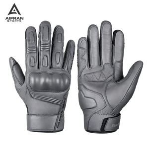 Gants de moto Aifran avec logo personnalisé : Gants de moto en cuir respirants à doigts entiers, compatibles avec les écrans tactiles, équipement de protection pour la course à moto - Product Image 2