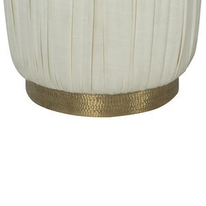 Taburete otomano redondo de lujo con tapicería de tela plisada y base de latón martillado para el elegante vestíbulo del hotel y la sala de estar moderna - Product Image 6