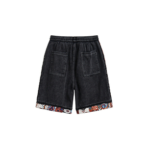 Ropa de calle, novedad de verano 2024, pantalones cortos informales elásticos a la moda para hombre, pantalones cortos de mezclilla rojos y negros, pantalones cortos de tela para hombre, LONA DE Hip Hop - Product Image 5