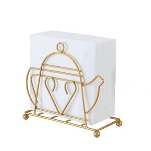 Porte-serviettes en métal dessus de table porte-mouchoir décoratif de luxe en gros forme personnalisée fait à la main porte-serviettes de marque - Product Image 4
