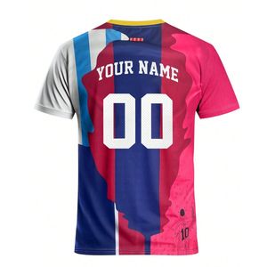 Maillots de football personnalisés multicolores imprimés avec les noms et les numéros des joueurs, 100% polyester, tissu en maille, col rond - Product Image 2