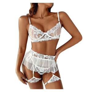 Set di giarrettiera da donna Lingerie Sexy trasparente Sexy ricamato in maglia di pizzo Sexy Lingerie Sexy - Product Image 4