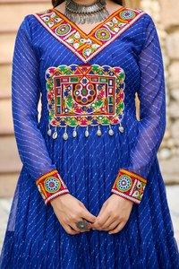 Colección Navratri Special Leheriya Anarkali Vestido Telas VESTIDO Heavy Faux Blooming Georgette Mangas - Product Image 5