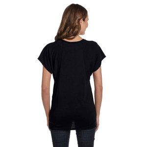 Camisetas con cuello redondo de alta calidad para mujer, Camiseta lisa de algodón básica sólida negra - Product Image 2