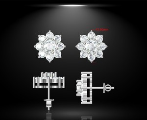 เครื่องประดับไฟ14K 18K สีเหลืองทอง925เงินสเตอริ่งต่างหูเม็ดเดี่ยวเพชรโมอิส Vvs1าไนต์ต่างหูพวงดอกไม้ - Product Image 1