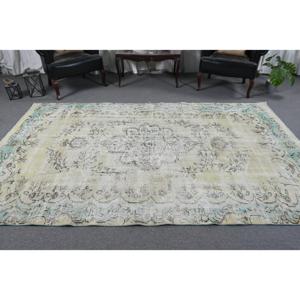 Alfombra de 5.8x9.5 pies, Alfombra Turca Vintage, Alfombra de Camuflaje Azul y Blanca - Product Image 3