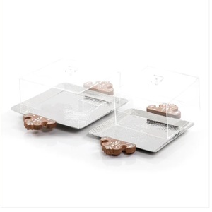 Juego de diseño lujoso hecho a mano de 3 bandejas para servir chocolate con cubierta de forma cuadrada acrílica Platos y platos hechos a mano bandeja de fechas - Product Image 6