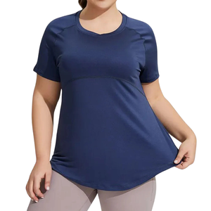 <b>Plus</b> <b>Size</b> Yoga Breathable <b>Mesh</b> Panel <b>Tops</b> Short Sleeve Stretch Activewear Workout Fitness Training Gym Sports Wear - Product Image 5
