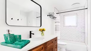 Crescent Crafts Ensemble de salle de bain en résine écologique de haute qualité avec un joli style carré pour la salle de bain - Product Image 2