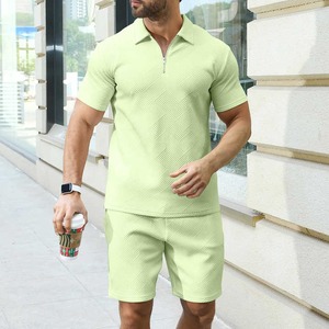 Conjunto de dos piezas, novedad de verano, trajes sencillos de moda para hombre, pantalones cortos ajustados informales de manga corta para hombre europeo y americano, ropa de calle - Product Image 3