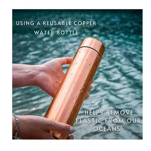 Excelente botella de agua de cobre Botella de cobre ecológica Deportes Ayurveda Beneficio Botella de agua martillada 100% Puro saludable - Product Image 2