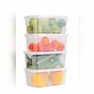 Ensemble de 4 contenants utilitaires en plastique de 1800 ml, boîtes de rangement pour aliments rectangulaires blanches pour réfrigérateur, pour collations, céréales - Product Image 4