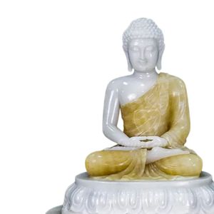 Petite figurine d'ange et de Bouddha en onyx blanc sculptée à la main, écologique et durable, pour la bonne fortune - Product Image 6