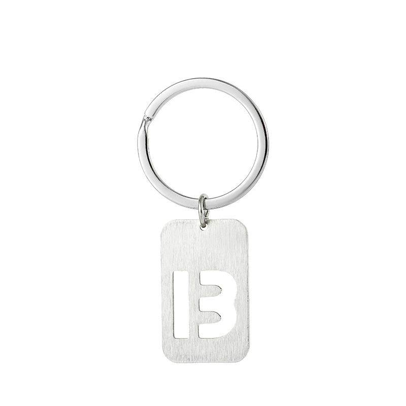 Dog Tag Hollow out Letter Keychain-B