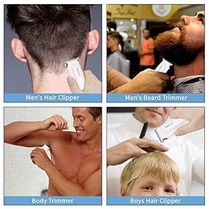 ปัตตาเลี่ยนตัดผมมืออาชีพ สีขาว สแตนเลส ใช้แบตเตอรี่ ชาร์จผ่าน USB ปรับระดับได้ ใช้ได้กับภาษาฝรั่งเศสและสเปน เหมาะสำหรับใช้ในบ้าน กันน้ำ - Product Image 3