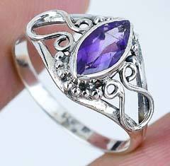 Venta caliente 925 anillo hecho a mano de plata esterlina moda Vintage plateado amatista piedra preciosa corte Marquesa joyería bisel ajuste - Product Image 4