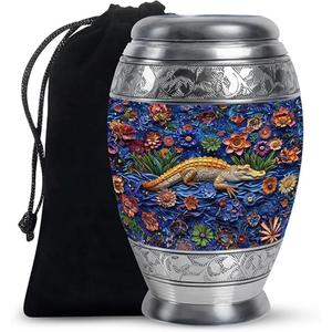 Venta al por mayor de urnas de cremación pintadas a mano, elegantes urnas de metal para adultos para cenizas humanas, suministros funerarios, urna de cremación DE LA India - Product Image 5