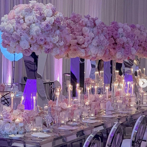 Support de centre de table de mariage LANJO de luxe, 40 pouces, en métal doré et argenté, avec motif floral géométrique et miroir - Product Image 6