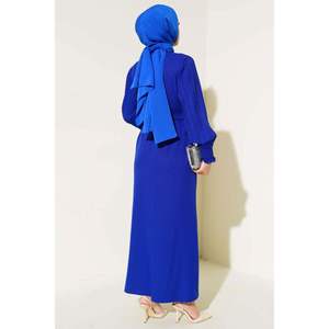 Sleeve Pleated <b>Stoned</b> Abaya Saxe - Product Image 2