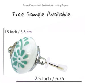 Boutons en céramique turquoise de mer gravés marocains pour cuisine chambre extérieur ou villa pour armoires tiroirs ou portes - Product Image 3