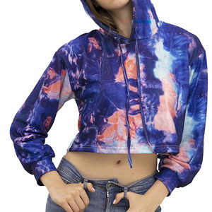 Sweat à capuche court d'hiver pour femmes en gros sweat-shirt à capuche imprimé personnalisé vêtements de sport décontractés - Product Image 2