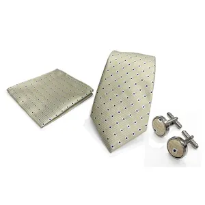 Experience Dealer Selling Men's Fashion Accessories Custom Micro Woven Polyester Gift Set Box Of Cufflinks Tie Handkerchief