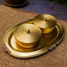 High Quality Customization <b>Mirror</b> Polishing Brass Gold Antique <b>Tray</b> Flat Brass <b>Trays</b> Serving Dish Plates Breakfast Dinning <b>Trays</b> - Product Image 3