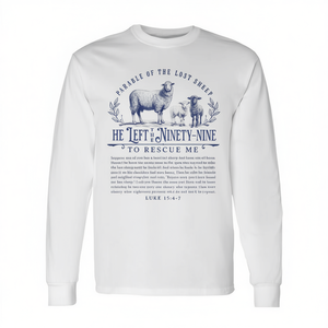Camiseta de Manga Larga Christian Cottagecore con la Parábola del Ovejero Perdido de Lucas 15, Promoción Comunitaria Basada en la Biblia - Product Image 2