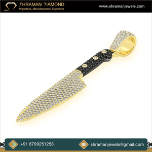 เครื่องประดับแฟชั่นพิเศษ 2.3 CTS และ 16 กรัม 14K Gold ที่กําหนดเองสีดําจับมีดทําครัว Moissanite จี้เพชร - Product Image 4