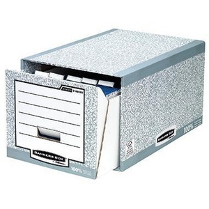 Caja de Almacenamiento de Cartón Reciclado A4, 39 x 31 x 56.8 cm, Gris/Blanco, 100% Reciclado, BANKERS BOX - Product Image 1